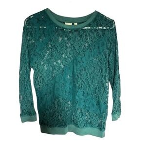Teal Lace‎ Long Sleeve Top